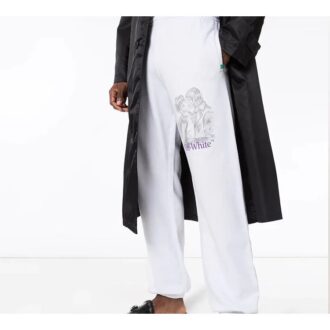Sport-Lange Hose mit Logo-Aufdruck, Weiß