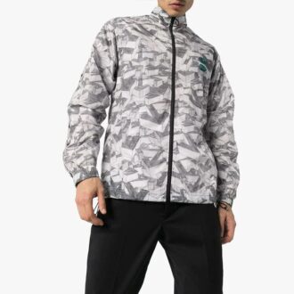 Sportjacke mit Reißverschluss und Muster, lockere Passform, grau-weiß
