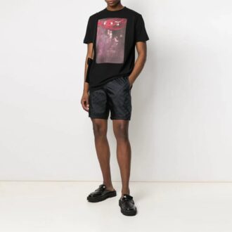 Sprayed Caravaggio Kurzarm-Slim-T-Shirt „Schwarz“