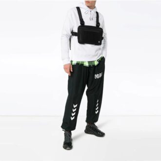 SS19 Bedruckt mit Kordelzug Bedrucktes Baumwollfleece Herren Weiß
