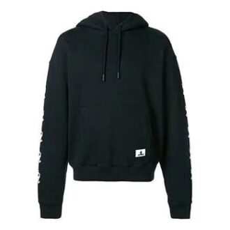 SS19 Bedruckter Kapuzenpullover aus Fleece für Herren, Schwarz