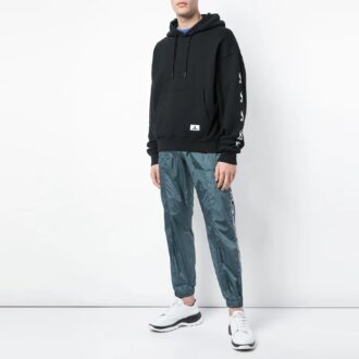 SS19 Bedruckter Kapuzenpullover aus Fleece für Herren, Schwarz