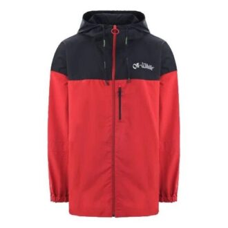 SS19 Herren-Windjacke mit Kapuze und Logo „Rot-Schwarz“