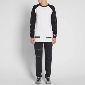 SS19 Raglanärmel Colorblock Arrows Langarm Standardversion Weiß
