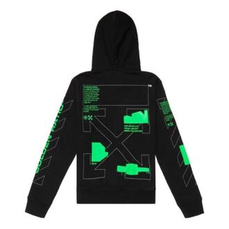 SS20 Schwarzes Kapuzensweatshirt mit Skizze der Arrows auf dem Rücken, Herren-Logo, normale Passform
