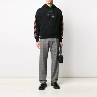SS20 Spider Arrows Print Kapuzen-Fleece Herren Schwarz