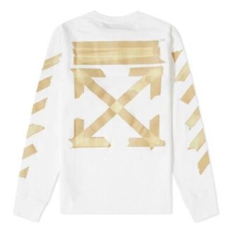 SS20 Tape Arrows Printing Langarm-Herren-T-Shirt Weiß