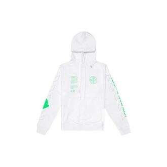 SS20 Weißes Kapuzensweatshirt mit Skizze der Arrows auf dem Rücken, Herren-Logo, normale Passform