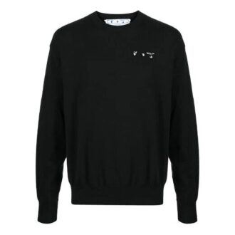 SS21 Alphabet-Logo, lockere Passform, Rundhalsausschnitt, Langarm-Version, Schwarz