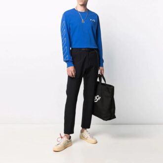 SS21 Alphabet-Muster, einfarbig, langärmelig, blau