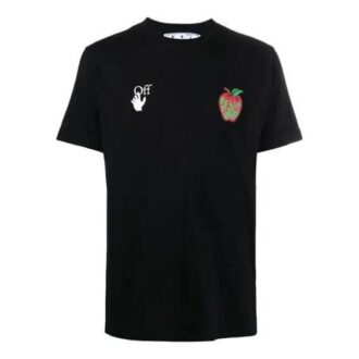 SS21 Arrow Apple Print Casual Shorts Kurzarm-T-Shirt Standardversion Schwarz