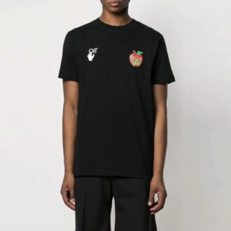 SS21 Arrow Apple Print Casual Shorts Kurzarm-T-Shirt Standardversion Schwarz