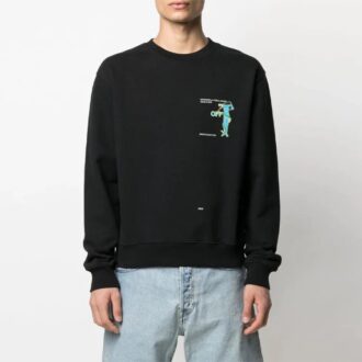 SS21 Arrows-Print Rundhals-Langarmshirt, schwarz