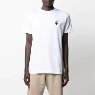 SS21 Arrows-Pullover mit Kurzarm, lockere Passform, Weiß
