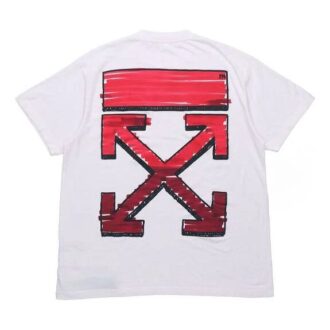 SS21 Back Red Arrow Baumwolle Shorts mit Kurzarm-T-Shirt, lockere Passform, Weiß