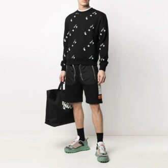 SS21 Bedrucktes Slim-Fit-Shirt mit Rundhalsausschnitt, schwarz