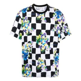 SS21 Blumenprint Karomuster Shorts Kurzarm Locker sitzend Weiß