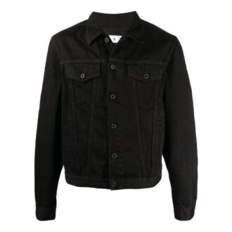 SS21 Denim-Jeansjacke mit Logo-Aufdruck, lockere Passform, schwarz