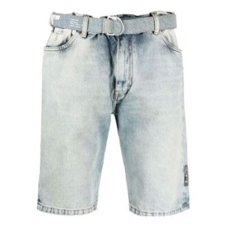 SS21 Denim-Shorts mit Logo-Print und Gürtel, Version Blau