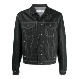 SS21 Denimjacke mit Pfeilmuster, schwarz