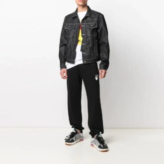 SS21 Denimjacke mit Pfeilmuster, schwarz