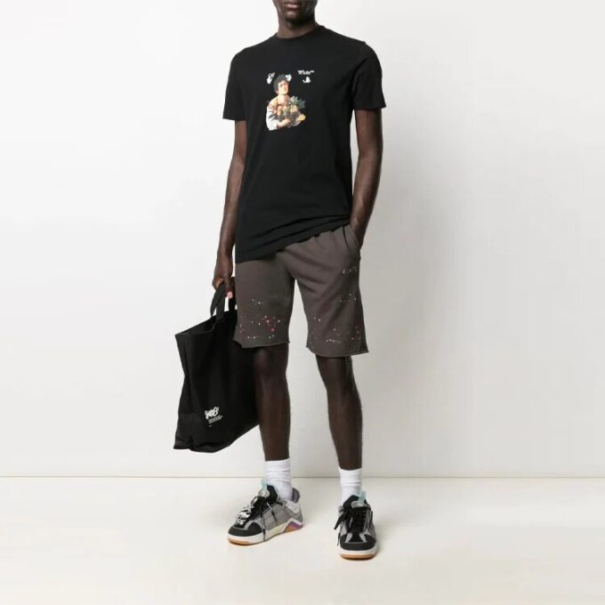 SS21 Gemusterte, locker sitzende Shorts für den Sport, grau