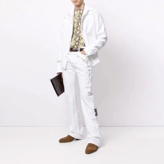 SS21 Patchwork-Hemd mit Print Weiß