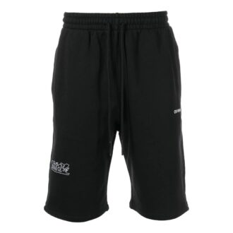 SS22 Sportshorts mit Logo-Print, lockere Passform, schwarz