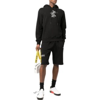 SS22 Sportshorts mit Logo-Print, lockere Passform, schwarz